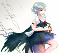 Rule 34 | 1girl, cape, cross, doll, drill hair, katari, kioh gyoku, muse (seihou), red eyes, seihou, short hair, smile, white hair