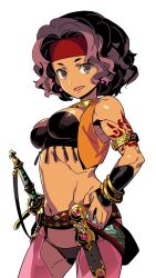 Rule 34 | 1girl, artist request, character request, copyright request, groin, navel, smile, sword, tagme, tattoo, weapon