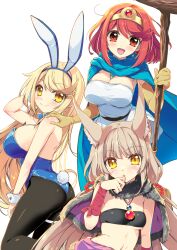 alternate_costume breasts cosplay dragon_quest highres large_breasts multicolored_hair mythra_(xenoblade) nia_(xenoblade) pyra_(xenoblade) small_breasts watsuki_ayamo xenoblade_chronicles_(series) xenoblade_chronicles_2