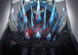1girl black_gloves blood blood_stain crown fate/grand_order fate_(series) gloves holding holding_crown long_hair masaki_(star8moon) morgan_le_fay_(fate) morgan_le_fay_(queen_of_winter)_(fate) solo