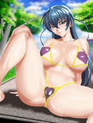 Rule 34 | 1girl, absurdres, bikini, blue hair, breasts, highres, igawa asagi, large breasts, long hair, solo, swimsuit, taimanin (series), taimanin asagi