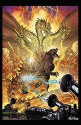alien anti-megalosaurus_force armored_vehicle artillery battle breath_weapon breathing_lightning cannon caterpillar_tracks cloud dinosaur directed-energy_weapon dragon electricity energy energy_beam energy_cannon fight giant giant_monster glowing godzilla godzilla_(series) godzilla_against_mechagodzilla godzilla_vs._gigan gravity_beam hydra japan_ground_self-defense_force japan_self-defense_force jeff_zornow jxsdf kaiju maser maser_beam maser_cannon military military_vehicle monster motor_vehicle mouth_beam official_art platform tank the_war_of_the_gargantuas toho tractor truck turret type_66_maser_beam_tank type_90_maser_cannon war weapon wheel