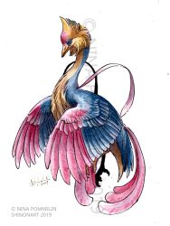 animal_focus artist_name bird closed_mouth commentary copyright_notice cresselia english_commentary from_side full_body gen_4_pokemon legendary_pokemon nintendo no_humans painting_(medium) pokemon pokemon_(creature) realistic red_eyes shadeofshinon signature simple_background solo traditional_media watercolor_(medium) white_background wings