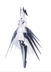 Rule 34 | 1girl, absurdres, armor, armored dress, bare shoulders, blunt bangs, bob cut, bodypaint, breasts, chinese commentary, circlet, commentary, concept art, cyborg, dress, elbow sleeve, floral print, floral print dress, full body, high-low dress, high-low skirt, highres, joints, liv: luminance (pgr), liv (pgr), mechanical wings, meru02295238, no feet, own hands together, pink hair, print dress, punishing: gray raven, reverse-jointed legs, robot joints, short hair, simple background, sleeveless, sleeveless dress, small breasts, solo, tachi-e, white background, white dress, white hair, winged hair ornament, wings