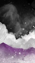 Rule 34 | artist name, asexual flag, fog, landscape, limited palette, mountain, mountaintop, night, no humans, original, outdoors, painterly, scenery, signature, sky, snow, snowing, star (sky), starry sky, zandra
