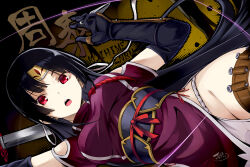1girl black_hair character_request copyright_request groin red_eyes sword tagme tea_(nakenashi) weapon