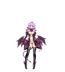 Rule 34 | 1girl, azarin (kouyoku senki exs-tia), boots, breasts, center opening, cleavage, corruption, dark persona, demon girl, demon tail, demon wings, full body, game cg, gloves, high heels, highres, horns, kouyoku senki exs-tia, large breasts, large variant set, lilistia azuel, long hair, looking at viewer, maebari, navel, non-web source, official art, pubic tattoo, purple eyes, purple hair, revealing clothes, smile, solo, strapless bottom, tachi-e, tail, tattoo, thigh boots, thighhighs, transparent background, variant set, wings