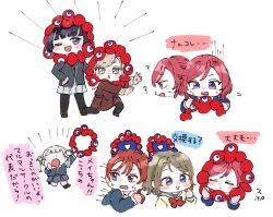 6+girls ;d ? afterimage arashi_chisato asaka_karin black_jacket black_pantyhose blazer blue_eyes blue_hair blue_jacket blunt_bangs brown_hair brown_shoes c: ceras_yanagida_lilienfeld chibi chibi_only closed_mouth commentary double_bun dress expo2025 grey_dress grey_hair hair_bun hasu_no_sora_school_uniform in-franchise_crossover jacket link!_like!_love_live! long_hair long_sleeves love_live! love_live!_nijigasaki_high_school_idol_club love_live!_school_idol_project love_live!_sunshine!! love_live!_superstar!! miniskirt moso_(expect66) multiple_girls multiple_views myaku-myaku neck_ribbon nijigasaki_school_uniform nishikino_maki notice_lines one_eye_closed open_clothes open_jacket open_mouth otonokizaka_school_uniform pantyhose plaid_clothes plaid_skirt pleated_dress pleated_skirt pointing pointing_at_self purple_eyes red_ribbon ribbon sailor_dress school_uniform shoes simple_background skirt smile standing sweat translation_request v-shaped_eyebrows watanabe_you white_background white_skirt winter_uniform yoneme_mei yuigaoka_school_uniform