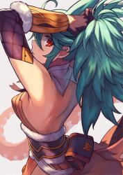 1girl highres looking_at_viewer looking_back rumie tagme tiona tying_hair