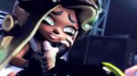 1boy 1girl 3d :d animated dark-skinned_female dark_skin fingerless_gloves gloves greatm8 handjob head_rest hetero interracial marina_(splatoon) mole mole_under_mouth nintendo octoling open_mouth penis sex smile splatoon_(series) splatoon_2 tentacle_hair uncensored video