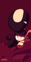 1girl animated animated_gif artist_name black_hair bow clenched_hand constricted_pupils creatures_(company) diives extra_mouth female_focus game_freak gen_3_pokemon jumping lowres mawile nintendo no_humans open_mouth pink_bow pokemon pokemon_(creature) pokemon_rse red_background red_eyes saliva sharp_teeth signature simple_background solo teeth text_focus tongue