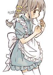 1girl apron cigarette lighter lighting_cigarette maid_apron original sasaxxxx06 solo white_background