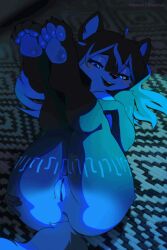 1girl ahoge animal_ears animal_feet animal_nose animated animated_gif anus ass blue_eyes blush breasts freeedon furry furry_female grabbing_own_ass hand_on_own_ass legs_up long_hair looking_at_viewer lying medium_breasts navel nipples on_back original patreon_username pawpads presenting pubic_tattoo pussy solo spread_ass spread_legs spreading_own_ass tail tattoo teasing tongue tongue_out