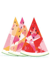 abstract commentary_request food food_focus fruit masking_tape_(medium) mixed_media no_humans original ryono simple_background still_life traditional_media unconventional_media watermelon watermelon_seeds watermelon_slice white_background