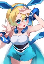 1girl absurdres adapted_costume blonde_hair gen_4_pokemon glaceon highres irida_(pokemon) nintendo official_alternate_color pokemon pokemon_legends:_arceus reaper_crown short_hair solo