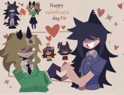 4girls black_hair blonde_hair brown_hair couple female flower fundamental_paper_education heart kaaatie kiffy_(artist) lesbiana lesbianas miss_grace miss_grace_(fundamental_paper_education) multiple_girls third-party_edit yuri