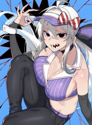 1girl black_eyes breasts cleavage large_breasts sharp_teeth tagme teeth toriniku29 vocaloid yowane_haku