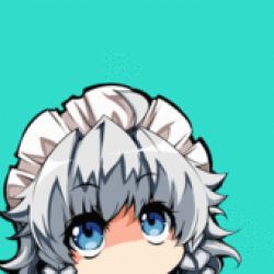 1girl animated animated_gif blue_eyes female_focus hairband izayoi_sakuya knife lowres maid_headdress mop remilia_scarlet solo speech_bubble tajima_yuuki teapot thinking thought_bubble throwing_knife touhou weapon yukkuri_shiteitte_ne