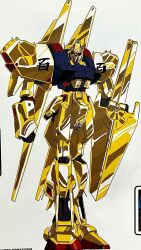 1980s_(style) colored_lineart concept_art gundam highres hyaku_shiki kobayashi_makoto_(illustrator) machinery mecha mecha_focus mobile_suit no_humans official_art oldschool radio_antenna retro_artstyle robot scan science_fiction shield traditional_media white_background zeta_gundam