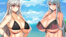 2girls bikini breasts cleavage huge_breasts large_breasts long_hair multiple_girls swimsuit yameta_takashi yuki_makoto