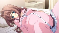 1girl asakura_otome bed da_capo da_capo_ii non-web_source pajamas pink_pajamas pregnant solo