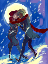 Rule 34 | 1boy, 1girl, alien, commander shepard, commander shepard (female), couple, drell, frostmdl, mass effect (series), red scarf, rough sketch, scarf, thane krios, tumblr, tumblr username