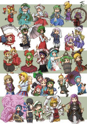 6+girls :3 =_= @_@ absurdres ace_(playing_card) ace_of_spades ahoge aki_minoriko aki_shizuha animal_ears asymmetrical_wings backpack bag basket bell bishamonten&#039;s_pagoda black_hair black_legwear black_wings blonde_hair blue_bow blue_bowtie blue_eyes blue_hair blunt_bangs blush_stickers bow bowtie brown_hair bucket cape card cat_ears cat_tail chamaji closed_eyes crossed_bandaids dancing detached_sleeves fairy_(jintai) floppy_ears folding_fan food frog_hair_ornament frown fruit geta goggles gohei gradient_hair grapes green_eyes green_hair grin hair_bobbles hair_bow hair_ornament hair_over_eyes hand_fan hat heterochromia high_collar highres hijiri_byakuren hinanawi_tenshi holding holding_weapon hood hoop horns hoshiguma_yuugi houjuu_nue inubashiri_momiji jewelry jingle_bell jinrui_wa_suitai_shimashita kaenbyou_rin kagiyama_hina karakasa_obake kawashiro_nitori kazami_yuuka key kisume kneeling kochiya_sanae komeiji_koishi komeiji_satori kumoi_ichirin kurodani_yamame leaf leaf_hair_ornament light_purple_hair long_hair long_sleeves long_tongue maple_leaf medicine_melancholy mizuhashi_parsee moriya_suwako motion_blur mouse_(animal) mouse_ears mouse_tail multicolored_hair multiple_girls multiple_tails murasa_minamitsu nagae_iku nazrin neckerchief necklace necktie onozuka_komachi parasol parody paw_pose peach pendant playing_card pocket pom_pom_(clothes) puffy_short_sleeves puffy_sleeves purple_hair rabbit_ears red_bow red_hair red_necktie reisen reiuji_utsuho rod_of_remorse rope sailor sailor_hat salute scythe shaded_face shawl shield shiki_eiki shimenawa short_hair short_sleeves sidelocks signature single_horn sleeping smile snake_hair_ornament socks spade_(shape) streaked_hair su-san subterranean_animism sword tail tassel tatara_kogasa third_eye tokin_hat tongue tongue_out toramaru_shou touhou two_side_up two_tails umbrella undefined_fantastic_object unzan watatsuki_no_toyohime watatsuki_no_yorihime weapon white_hair wide_sleeves wings wolf_ears wolf_tail yasaka_kanako yellow_bow yellow_bowtie yellow_eyes