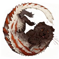 animal animal_focus baby_animal chimera commentary creature creature_focus crested_gecko curled_up dog english_commentary gecko giulialibard highres looking_at_viewer no_humans original puppy realistic scottish_fold shar_pei simple_background snow_leopard solo tongue tongue_out white_background