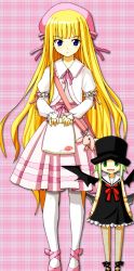 bad_id bad_pixiv_id bag bat_wings blonde_hair blue_eyes chachazero evangeline_a.k._mcdowell fishnet_pantyhose fishnets frills green_eyes green_hair hat highres kiiro lolita_fashion long_image mahou_sensei_negima! pantyhose ribbon school_uniform serafuku sweet_lolita sword tall_image thighhighs top_hat weapon wings