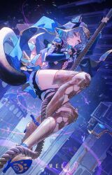 1girl absurdres animal_ears animal_hood artist_name black_gloves black_leotard boots breasts cat_ears cat_girl cat_hood cat_tail cipher_(honkai:_star_rail) commentary gloves gold_boots grey_hair highres honkai:_star_rail honkai_(series) hood hooded_leotard leotard meirong rope short_hair solo symbol-only_commentary tail thigh_boots thighs yellow_nails