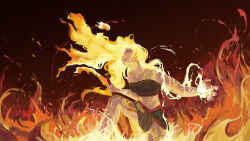 1girl a_thousand_blazing_suns_(genshin_impact) absurdres genshin_impact highres long_hair looking_at_viewer mavuika_(genshin_impact) orange_eyes orange_hair orange_pupils solo