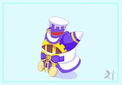 animated animated_gif blue_background blue_bow blue_bowtie bow bowtie ear_wiggle gloves hat kirby&#039;s_return_to_dream_land_deluxe kirby_(series) magolor nijyu7 nintendo no_humans rayman_limbs simple_background solo top_hat yellow_eyes yellow_gloves