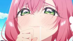 3girls aged_down animated anime_screenshot baby blonde_hair blush bra bra_peek breast_sucking breast_sucking_through_clothes breasts button_gap buttons cleavage closed_eyes double_breast_sucking flower hair_between_eyes hair_flower hair_ornament hanazono_hakari haraga_kurumi highres inda_karane kimi_no_koto_ga_dai_dai_dai_dai_daisuki_na_100-nin_no_kanojo large_breasts multiple_girls open_mouth pink_hair saliva school_uniform shirt short_hair sidelocks sound tagme teeth underwear upper_teeth_only video white_shirt