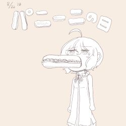 Rule 34 | 1girl, doekuramori, food, highres, martyr (the citadel), monochrome, official art, sandwich, solo, the citadel