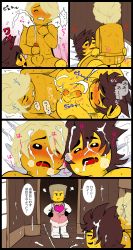 3boys anal blush cum cum_on_body cumdrip erection happy_sex highres lego male_focus male_penetrated multiple_boys naughty_face ninjago penis saliva sex shimotsuki_kitsune text_focus the_lego_group yaoi