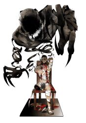 1boy ajin_(sakurai_gamon) amputee blood claws disembodied_hand dissolving ghost hair_slicked_back horror_(theme) ibm_(ajin) incoming_attack monster mutilation nude one_eye_covered source_request summoning tanaka_kouji torture widow&#039;s_peak
