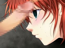 Rule 34 | 1girl, blush, censored, game cg, in&#039;youchuu, in&#039;youchuu shoku, penis, shiratori takeru, simple background, sweat, tears