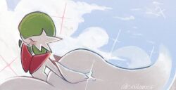 Rule 34 | artist name, bob cut, closed eyes, colored skin, dress, elbow gloves, gardevoir, gen 3 pokemon, gloves, green hair, hair over one eye, mega gardevoir, mega pokemon, nintendo, pokemon, pokemon (creature), sailameif, smile, white dress, white gloves, white skin