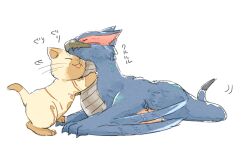 1other :3 animal animal_ears animal_feet animal_hands animal_hug animal_nose baby_animal cat cat_ears cat_tail child closed_eyes commentary_request creature digitigrade dragon felyne furry furry_and_animal happy kitten monster_hunter_(series) nargacuga other_focus siamese_cat tail translation_request whiskers wings wyvern yoichi_sogou