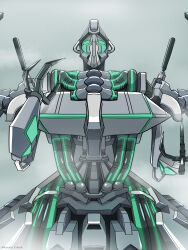 Rule 34 | facing viewer, grey background, highres, karasu yoku4, mecha, no humans, robot, solo, yuuki bakuhatsu bang bravern