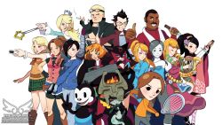 4boys 6+girls ashley_graham black_hair blonde_hair blouse blush bob_cut capcom claire_redfield crossover dark-skinned_female dark_skin disney doc_louis doronjo energy_sword epic_mickey goggles grasshopper_manufacture harp instrument jack_cayman jacket japanese_clothes kimono long_hair looking_at_viewer madworld mario_(series) mask metroid mickey_mouse_&amp;_friends midna mii_(nintendo) momohime multiple_boys multiple_girls nintendo no_more_heroes oboro_muramasa omokane_saki onimusha_soul orange_shirt oswald_the_lucky_rabbit platinumgames ponytail princess_zelda punch-out!! quiz_nanairo_dreams resident_evil resident_evil_2 resident_evil_4 rosalina samus_aran sega shirt short_hair shorts skirt sleeveless sleeveless_turtleneck smile standing sunglasses super_mario_galaxy super_smash_bros. sword tatsunoko_vs_capcom the_legend_of_zelda the_legend_of_zelda:_skyward_sword the_legend_of_zelda:_twilight_princess thumbs_up time_bokan_(series) travis_touchdown turtleneck v weapon wii_fit wii_fit_trainer wii_fit_trainer_(female) yatterman zero_suit