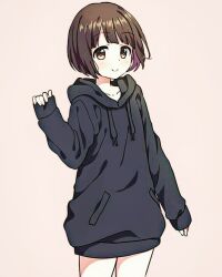 1girl blush brown_eyes female_focus full_body menhera_shoujo_kurumi-chan nanase_konomi pink_background short_hair sweater