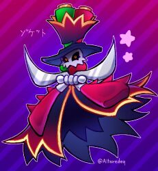 Rule 34 | alteredeq, black sclera, colored sclera, diagonal-striped background, full body, gradient background, hat, highres, looking at viewer, mario &amp; luigi: brothership, mario &amp; luigi rpg, mario (series), mask, nintendo, orange eyes, outline, solo, striped background, twitter username, white outline, zokket