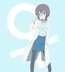00s 1girl alternate_costume bad_id bad_pixiv_id bespectacled brown_hair coat female_focus glasses hand_in_pocket heterochromia ica lab_coat pantyhose pencil_skirt rozen_maiden short_hair skirt smile solo souseiseki