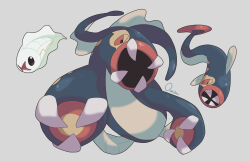 absurdres artist_name black_eyes blue_skin claws colored_sclera colored_skin creatures_(company) eel eelektrik eelektross evolutionary_line fangs fins game_freak gen_5_pokemon head_fins highres multicolored_skin nintendo no_humans ouran pokemon pokemon_(creature) pokemon_focus red_sclera sharp_teeth teeth two-tone_skin tynamo v-shaped_eyes white_skin yellow_skin