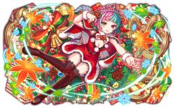 aqua_hair artist_request bare_arms bell belt belt_buckle blunt_bangs blunt_ends blush bob_cut boots box breasts brown_belt brown_boots buckle capelet christmas christmas_ornaments christmas_wreath cleavage crash_fever dress flower_ornament full_body game_cg gift gift_box gold_buckle green_eyes grid_print heart_ornament heterochromia jeong_dojeon lace lace-trimmed_capelet lace-trimmed_dress lace-up_boots lace_trim leaf light_particles looking_at_viewer maple_leaf mistletoe multicolored_hair multicolored_ribbon official_art outline outstretched_arm outstretched_hand pinecone pink_hair pom_pom_(clothes) puffy-trimmed_capelet puffy-trimmed_dress puffy_collar puffy_wrist_cuffs red_capelet red_eyes red_outline ribbon sailor_collar santa_costume santa_dress saturated short_hair sleeveless sleeveless_dress snowflakes solo sparkle square square_print star_(symbol) star_print striped_ribbon tachi-e tassel tiara transparent_background two-tone_hair white_pom_poms white_sailor_collar white_tiara white_wrist_cuffs wreath wrist_cuffs