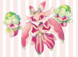 1girl antennae arthropod_girl arthropod_limbs colored_sclera colored_skin elizabeth_(tomas21) fomantis full_body furry furry_female game_freak gen_7_pokemon looking_at_viewer lurantis mantis_girl multicolored_skin nintendo no_mouth pink_eyes pink_sclera pink_skin pokemon pokemon_(creature) praying_mantis simple_background standing striped_background white_background white_skin