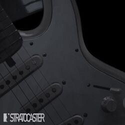 1other black_hoodie black_pants electric_guitar english_text fender_stratocaster guitar highres hood hoodie instrument kgm long_sleeves original pants solo