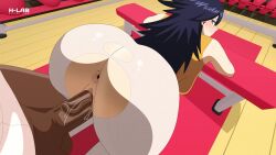 1boy 1girl absurdres animated ass boku_no_hero_academia bottomless breasts clothed_sex dark-skinned_male dark_skin doggystyle h-lab highres huge_penis interracial long_hair midnight_(boku_no_hero_academia) moaning penis pink_hair sex sex_from_behind sound superhero_costume tagme veins veiny_penis video