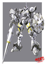 armor gundam gundam_gquuuuuux gyan_(gquuuuuux) highres holding holding_polearm holding_weapon lance mecha mecha_focus mobile_suit one-eyed polearm robot science_fiction shield taiga_hiroyuki weapon zeon